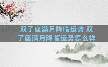 双子座满月降临运势 双子座满月降临运势怎么样